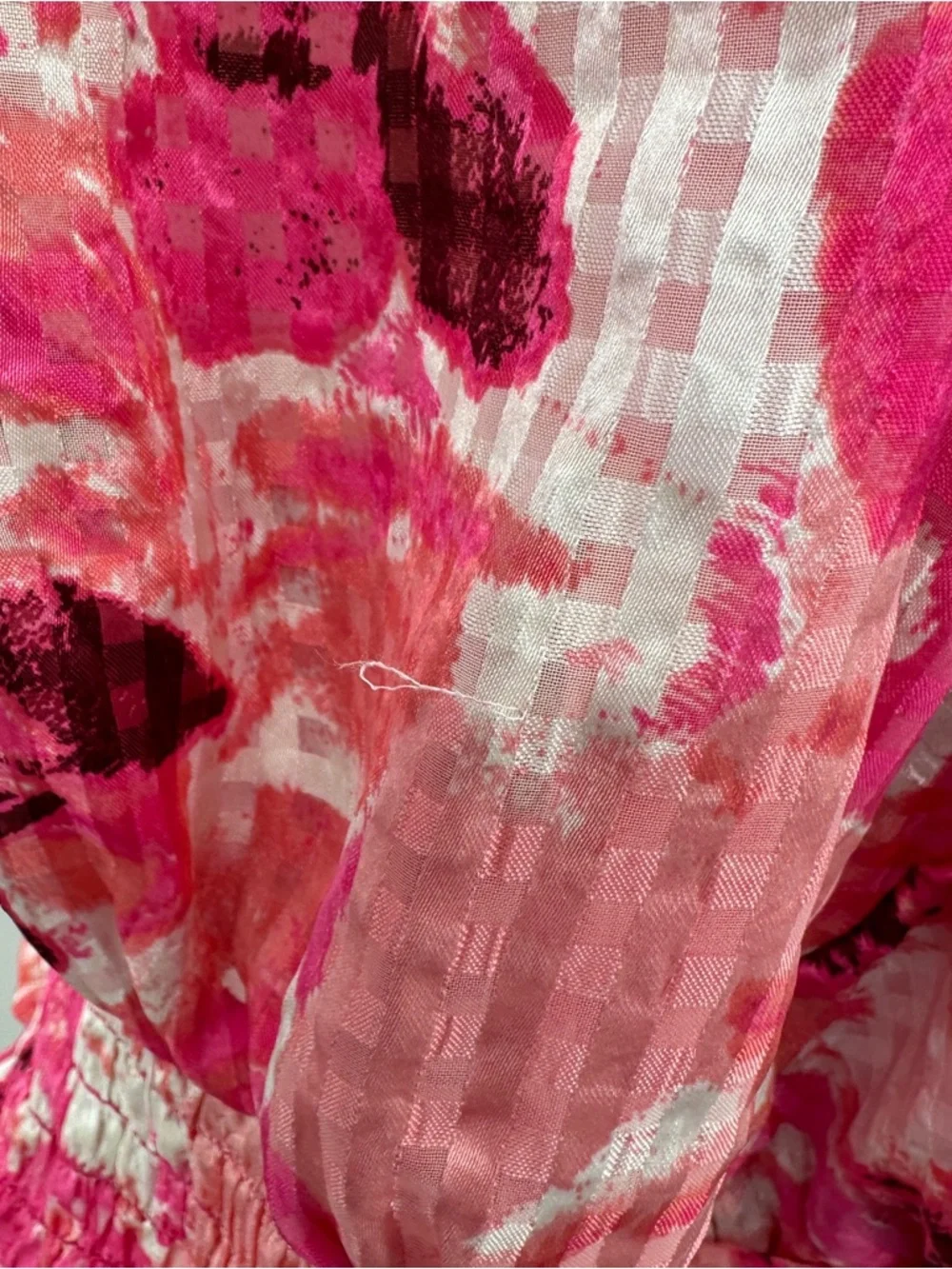 Lane Bryant Pink Floral Smocked Square-Neck Fit & Flare Dress Belted Midi Dress - Picture 8 of 10